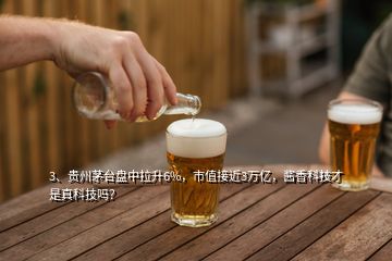 3、貴州茅臺(tái)盤中拉升6%，市值接近3萬(wàn)億，醬香科技才是真科技嗎？