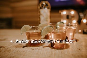 4、茅臺鎮(zhèn)酒廠銷量或者規(guī)模前十名有哪些酒廠？