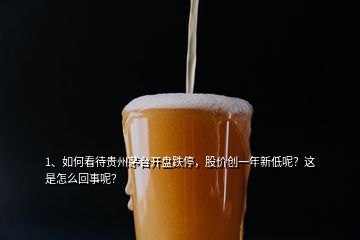 1、如何看待貴州茅臺(tái)開盤跌停，股價(jià)創(chuàng)一年新低呢？這是怎么回事呢？