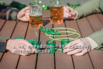 3、今天，貴州茅臺(tái)最高漲到一千多元，這是我國(guó)第一只超過(guò)千元的股票，你怎么看？