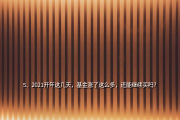 5、2021開年這幾天，基金漲了這么多，還能繼續(xù)買嗎？