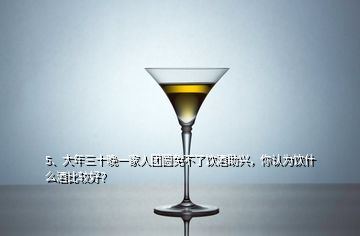 5、大年三十晚一家人團(tuán)圓免不了飲酒助興，你認(rèn)為飲什么酒比較好？