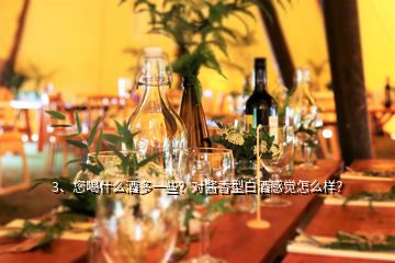 3、您喝什么酒多一些？對(duì)醬香型白酒感覺(jué)怎么樣？