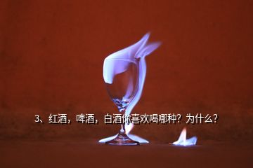 3、紅酒，啤酒，白酒你喜歡喝哪種？為什么？