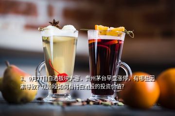 3、9月27日白酒板塊大漲，貴州茅臺早盤漲停，有哪些因素導(dǎo)致？現(xiàn)階段如何看待白酒股的投資價值？