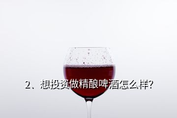 2、想投資做精釀啤酒怎么樣？