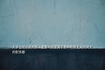 大學當班長真的那么重要嗎我是屬于那種默默無聞的對大的職務都