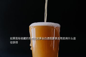 如果我有收藏的東西比如茅臺(tái)白酒我要拿去甩賣用什么途徑獲得