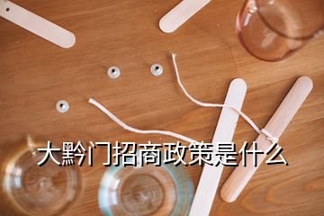 大黔門招商政策是什么