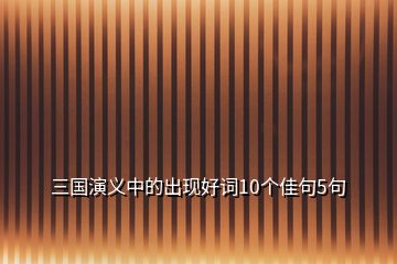 三國演義中的出現(xiàn)好詞10個佳句5句