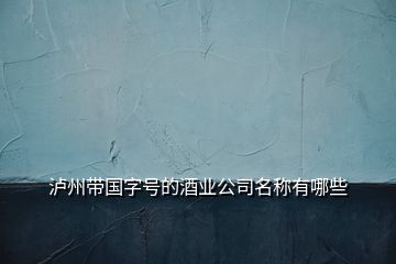 瀘州帶國字號的酒業(yè)公司名稱有哪些