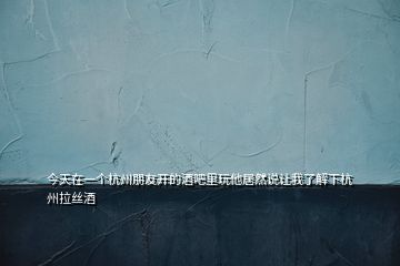 今天在一個杭州朋友開的酒吧里玩他居然說讓我了解下杭州拉絲酒