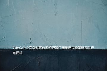 為什么企業(yè)競(jìng)爭(zhēng)時(shí)茅臺(tái)五糧液等廠商采用提價(jià)策略而生產(chǎn)電視機(jī)