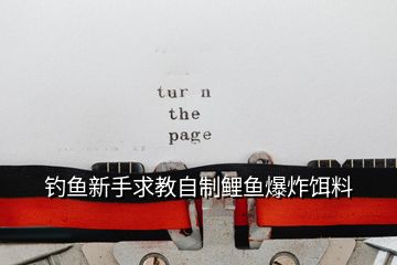 釣魚新手求教自制鯉魚爆炸餌料