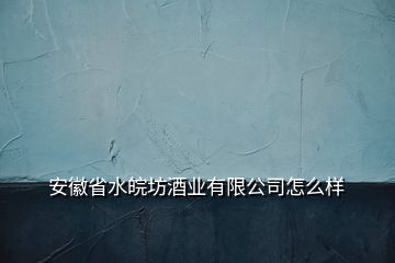 安徽省水皖坊酒業(yè)有限公司怎么樣