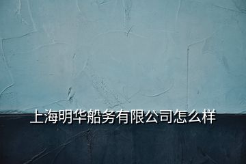 上海明華船務(wù)有限公司怎么樣