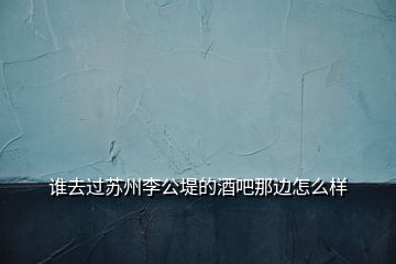 誰去過蘇州李公堤的酒吧那邊怎么樣