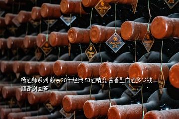 楊酒師系列 賴茅20年經(jīng)典 53酒精度 醬香型白酒多少錢(qián)一瓶謝謝回答