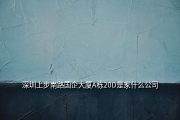 深圳上步南路國企大廈A棟20D是家什么公司