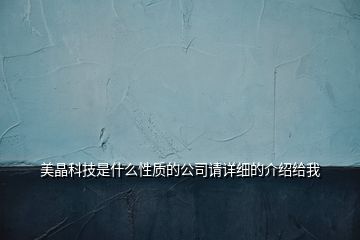 美晶科技是什么性質(zhì)的公司請詳細的介紹給我