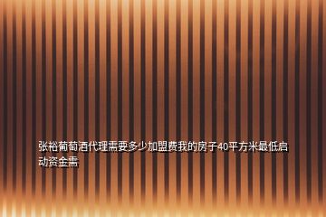 張裕葡萄酒代理需要多少加盟費我的房子40平方米最低啟動資金需