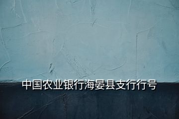 中國農(nóng)業(yè)銀行海晏縣支行行號