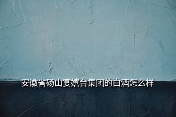 安徽省碭山宴嬉臺集團的白酒怎么樣