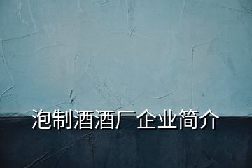 泡制酒酒廠企業(yè)簡(jiǎn)介