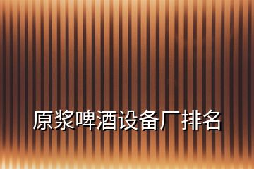 原漿啤酒設備廠排名