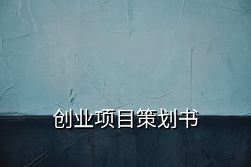 創(chuàng)業(yè)項(xiàng)目策劃書(shū)