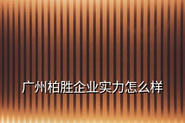 廣州柏勝企業(yè)實力怎么樣