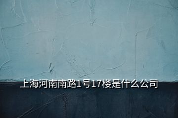 上海河南南路1號(hào)17樓是什么公司