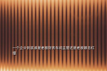 一個企業(yè)到底誰是老板財務(wù)車間主管還是老板娘總紅理