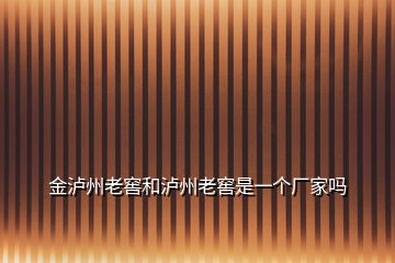 金瀘州老窖和瀘州老窖是一個廠家嗎