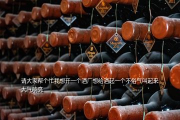 請大家?guī)蛡€忙我想開一個酒廠想給酒起一個不俗氣叫起來大氣響亮